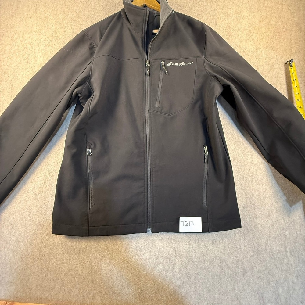 Eddie Bauer Mens Black Fleece Lined Softshell Full Zip Jacket Size M T2471